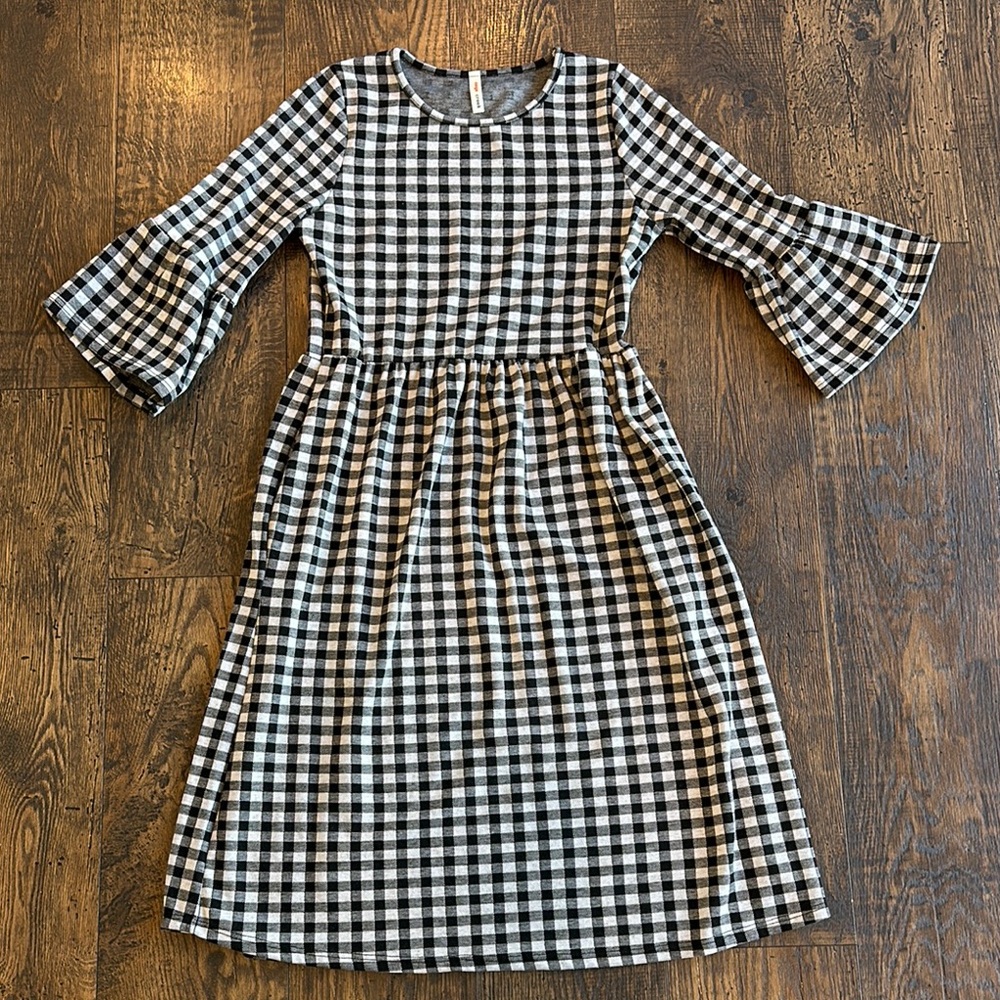 Orange Creek Black and White Gingham Dress